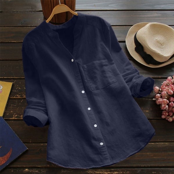 Maja⢠| Stijlvolle Linnen Lange Mouwen Blouse